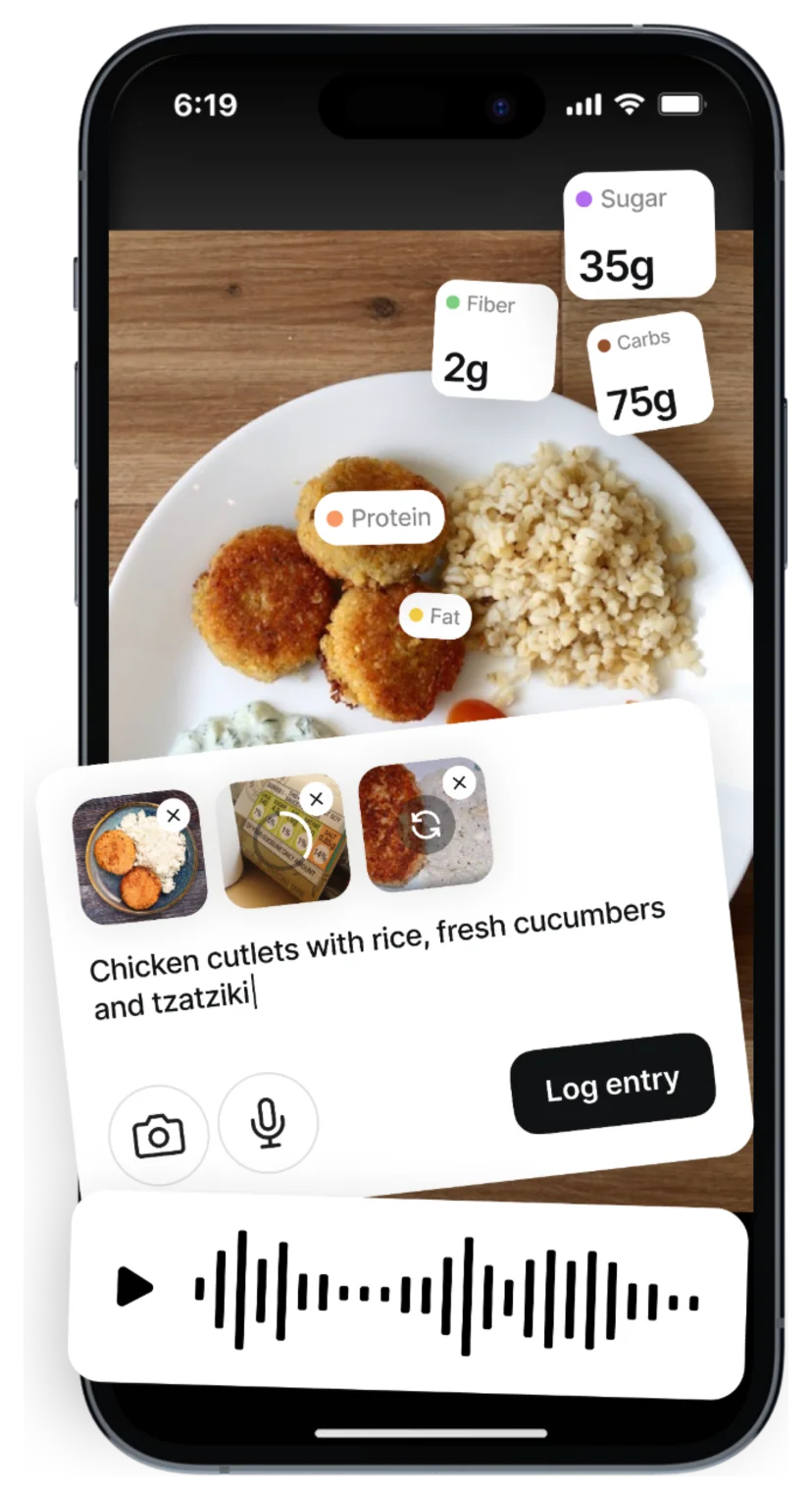 Caily — log a meal by photo, text or voice with calorie and nutrient breakdown